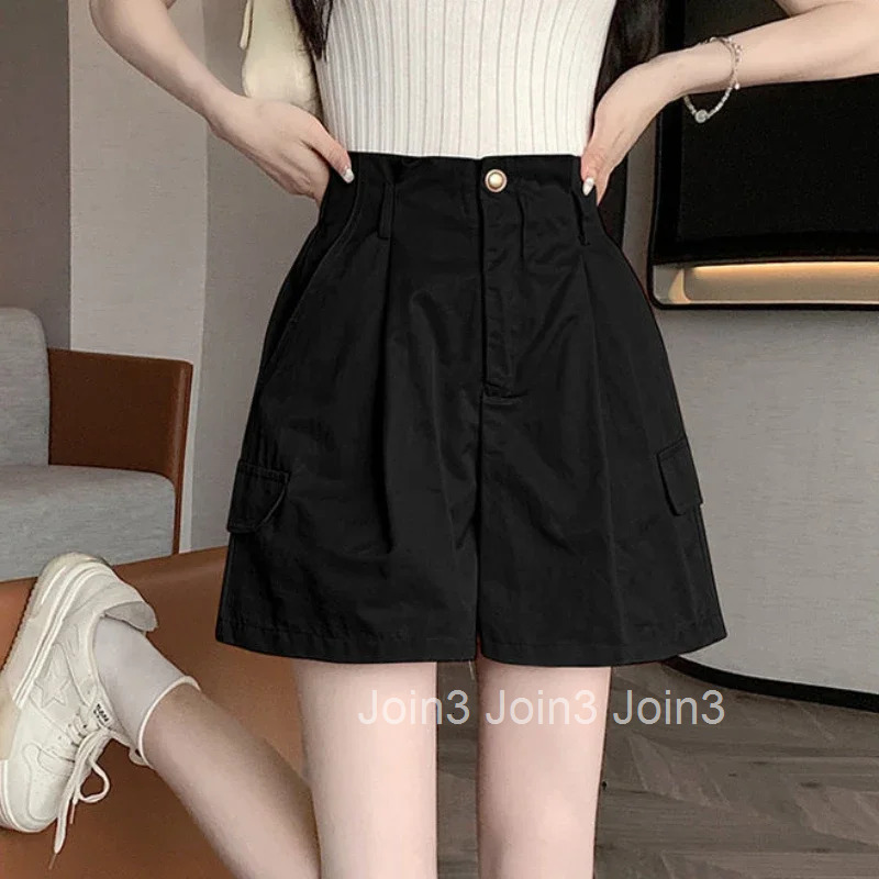 Solid Color Woman Short Pants With Pockets Wide Office Streetwear Designer Hot 2000s Clothes Y2k Summer Shorts for Women New In