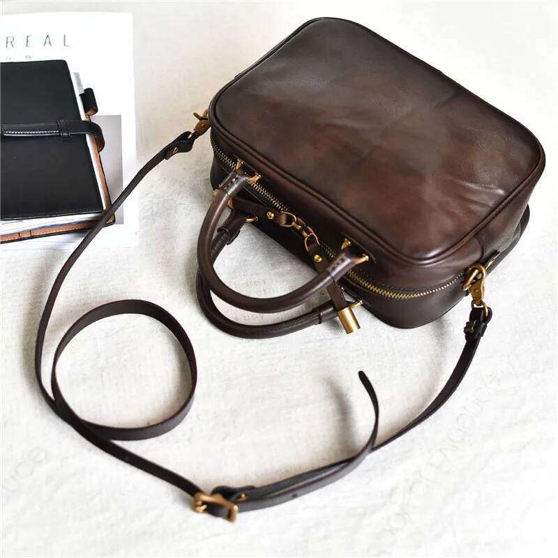 PNDME Fashion Retro Genuine Leather Women's Small Square Handbag Casual Natural Cowhide Ladies Party Shoulder Messenger Bag