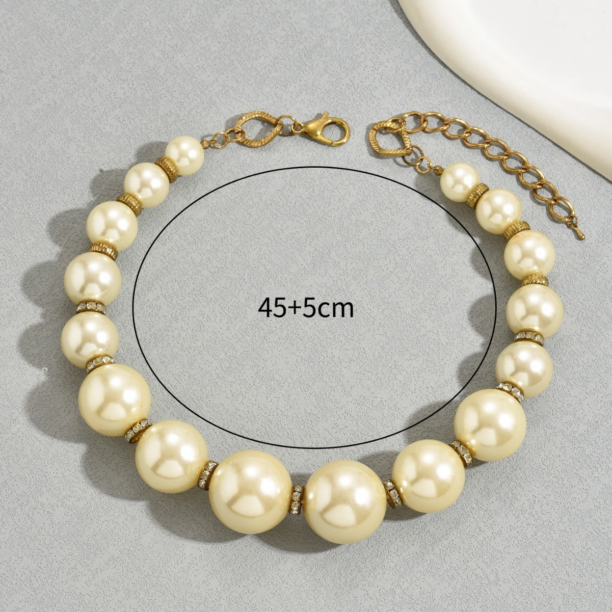 Inlaid Pearl Zircon Personality Design Hip-Hop Style Clavicle Chain Beaded Necklace