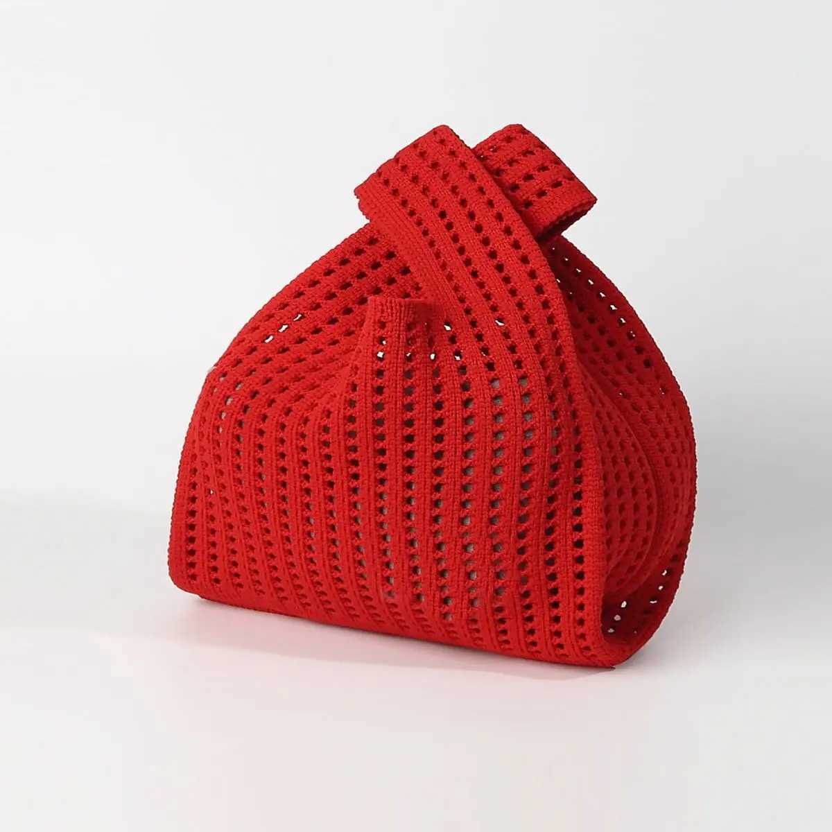 Handmade Knit Handbag Wen Mini Shoulder Bag Fem Casual Color Wide Stripe Plaid Tote Bag Student Cell Phone Package B250618