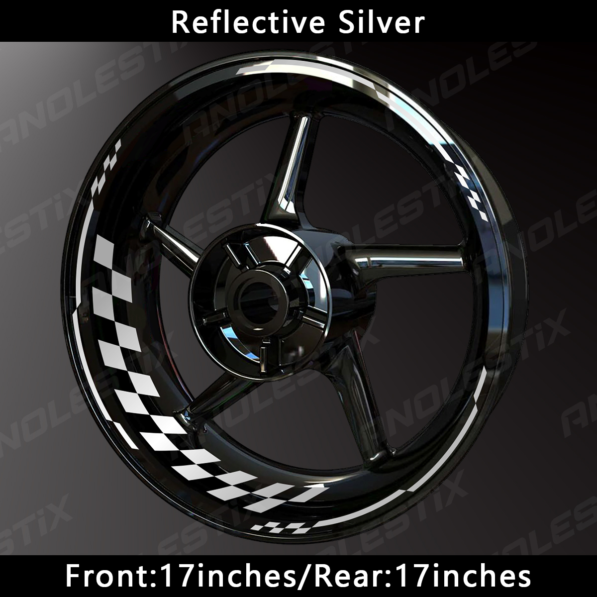 AnoleStix Reflective Motorcycle Wheel Stickers Hub Decal Rim Stripe 17 Inchs For YAMAHA Honda Kawasaki Suzuki BMW KTM Ducati Triumph