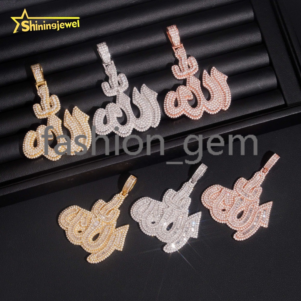Fine Jewelry Top Quality Iced Out 925 Sterling Silver Mens Allah Moissanite Hip Hop Pendant
