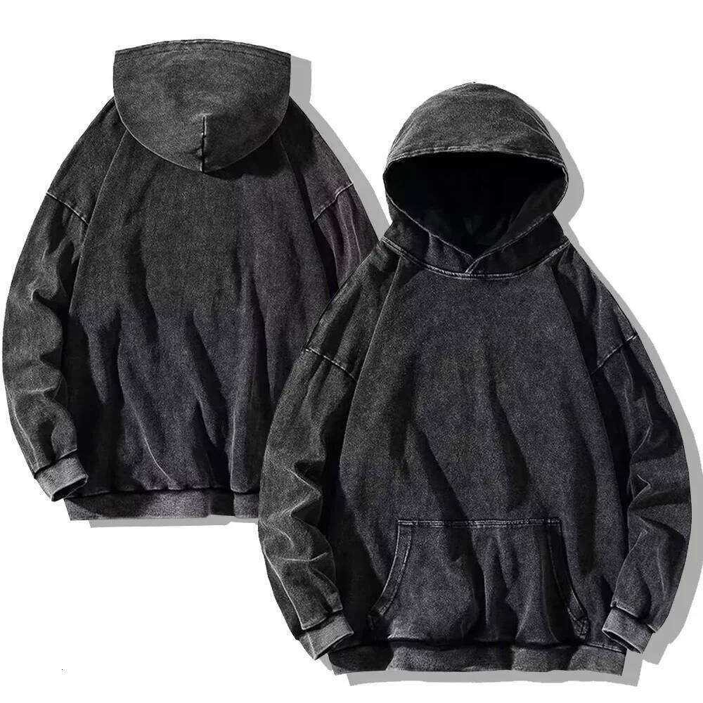 Retro Washed Hoodie: Genderless Trendy Streetwear Sweater with Soft Fabrication