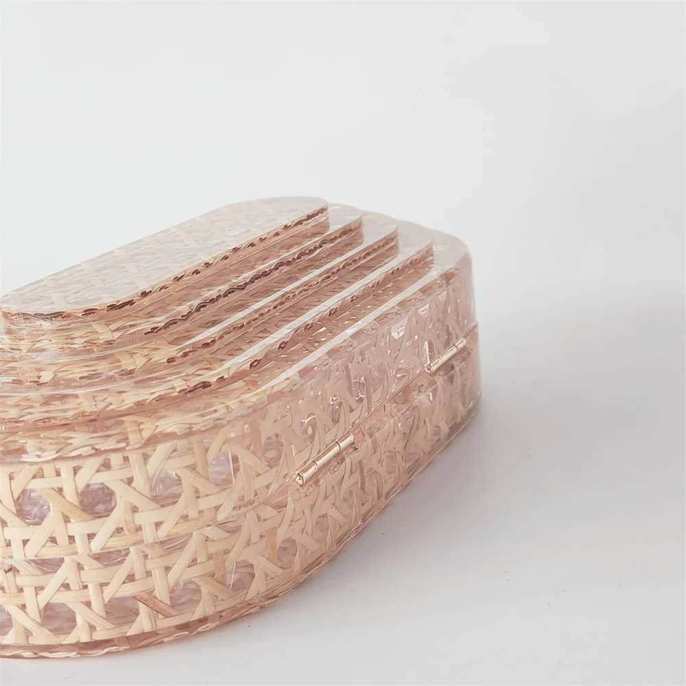 Lady Women Rattan Clutch Acrylic Egg Cane Bag Evening Wedding Party Purse Summer Beach Mini Female Handbag Designer Purse Z250618