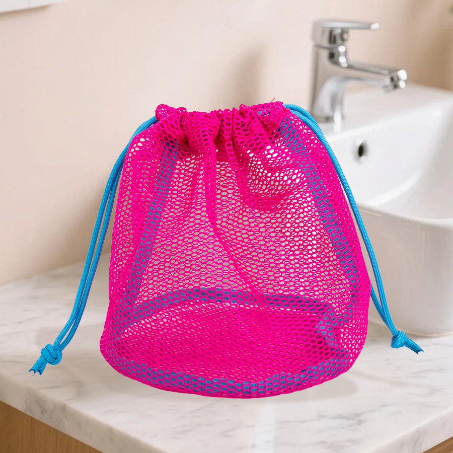 New Dopamine Drawstring Makeup Portable Pouch Drainage Storage Travel Toiletry Mesh Bag