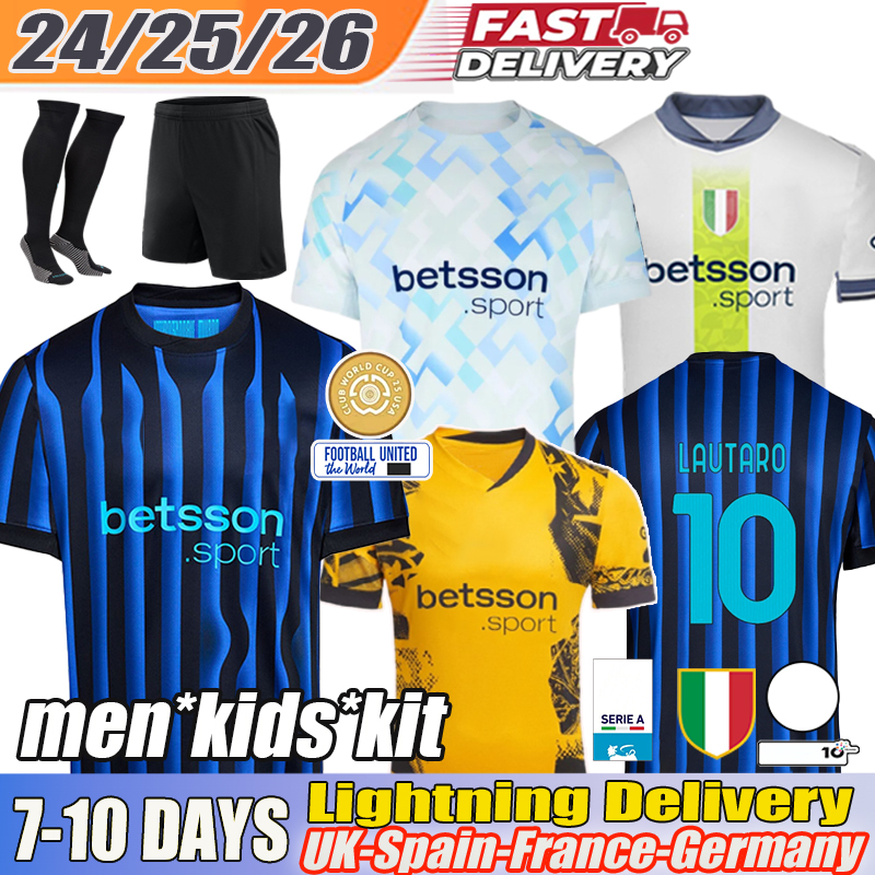 2024 2025 2026 inter millan 46 ROSSI Lautaro Martinez Marcus Thuram Stefan de Vrij Alessandro Bastoni Football Shirt Inter Jersey kit kids