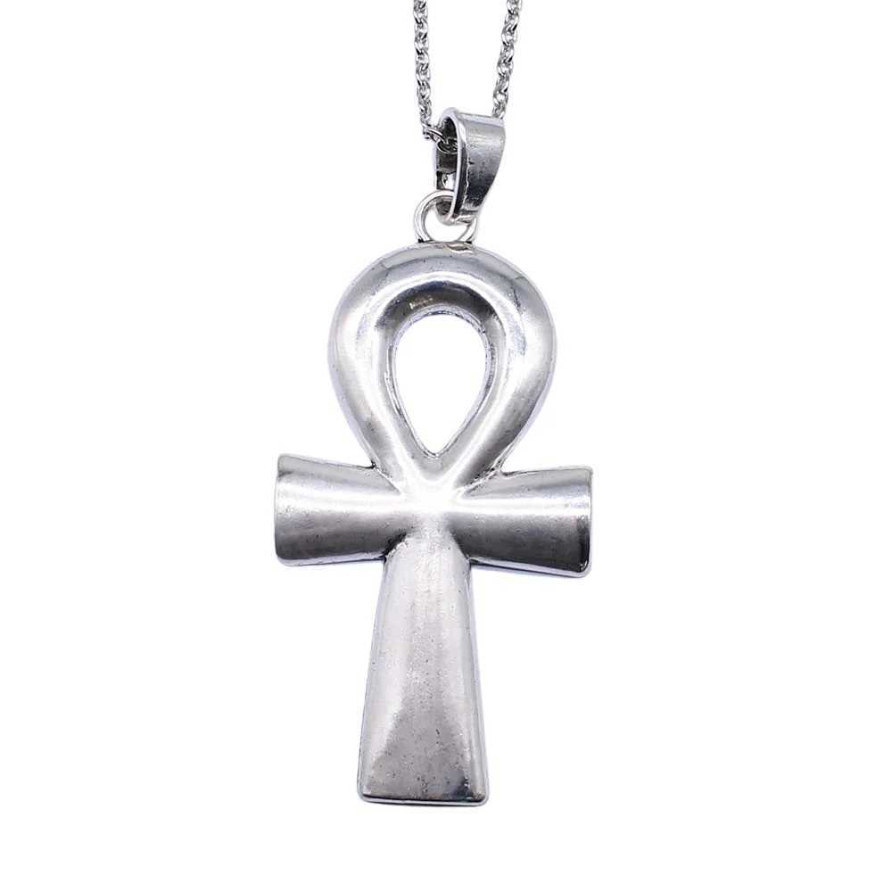 3 Colors 80x42mm Ancient Egyptian Key Of Life Ankh Cross Pendant Necklace Punk Hiphop Long Chain Necklace Jewelry Accessories W250618