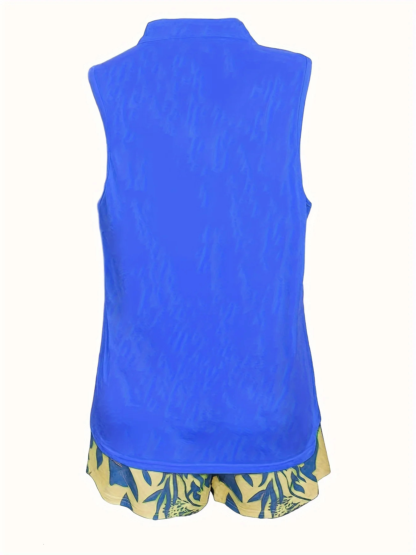 Womens Plus Size Casual Sleeveless VNeck Top and Floral Print Shorts TwoPiece Set for Summer Comfort Effortless Style 250617