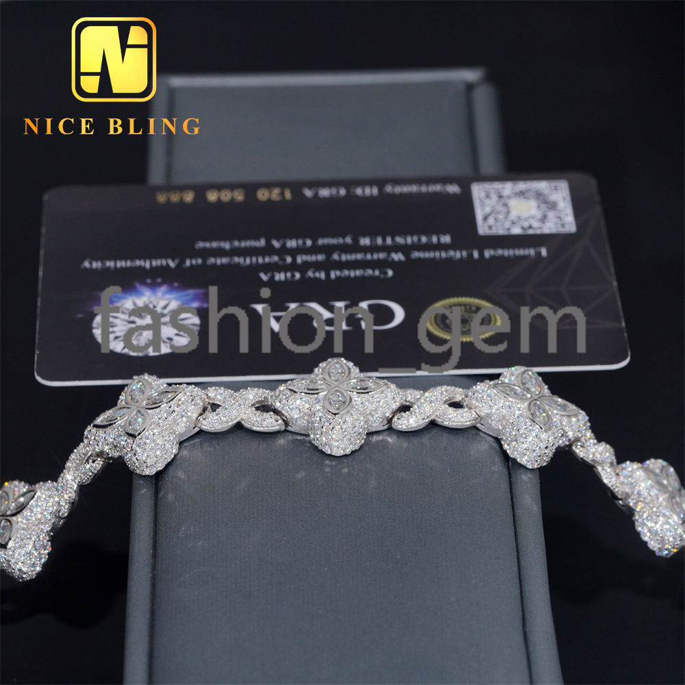 Custom Made Iced Out Luxury Jewelry Rapper Men Jewelry Hip Hop VVS1 Moissanite Diamond Cuban Bracelet