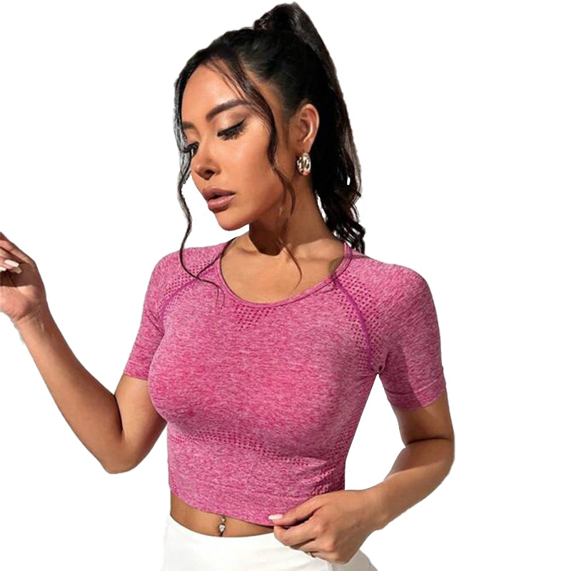New yoga top, women's summer short-sleeved T-shirt, fitness wear, yoga wear, summer women's top, sexy sports short-sleeved