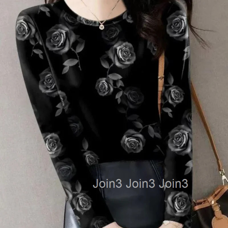 Autumn Winter Womens Long Sleeve T-shirt 2025 High Quality Y2k Vintage Top Female Elegant Kpop Yk2 Korean Cheap Clothing Sales