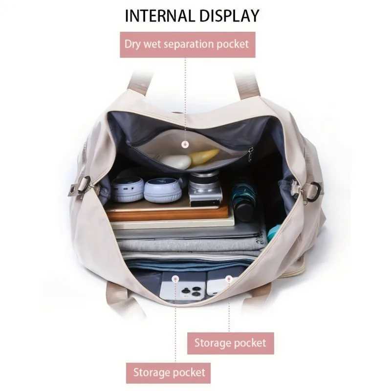 Large Capacity Multi-Functional Travel Duffel Bag Gym Tote with Multiple Compartments Durable Nylon Sports Bag W250618