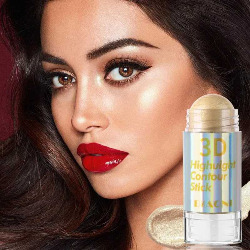 6 Colors 3D Face Brighten Highlighter Stick Cosmetic Face Contour Bronzer Shimmer Highlighter Stick Concealer Cream Makeup tool XJ250618