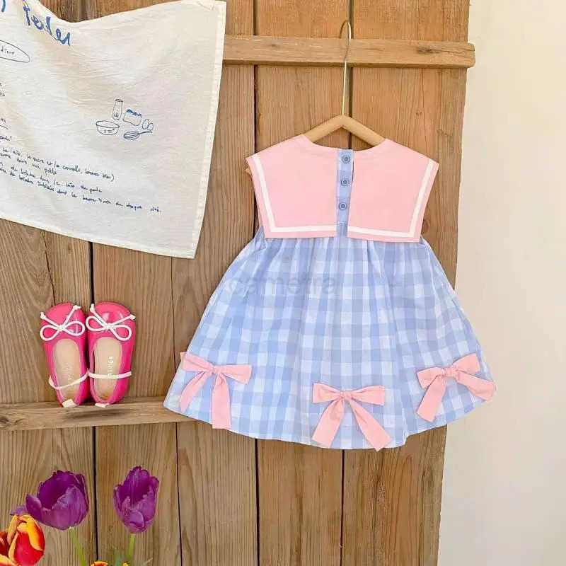 Sanrio Sanriou Girl Dress Summer Cotton Navy Leader Princess Skirt Cute Cartoon Anime Childrens Clothing My Melody Festival Gift XJ250618