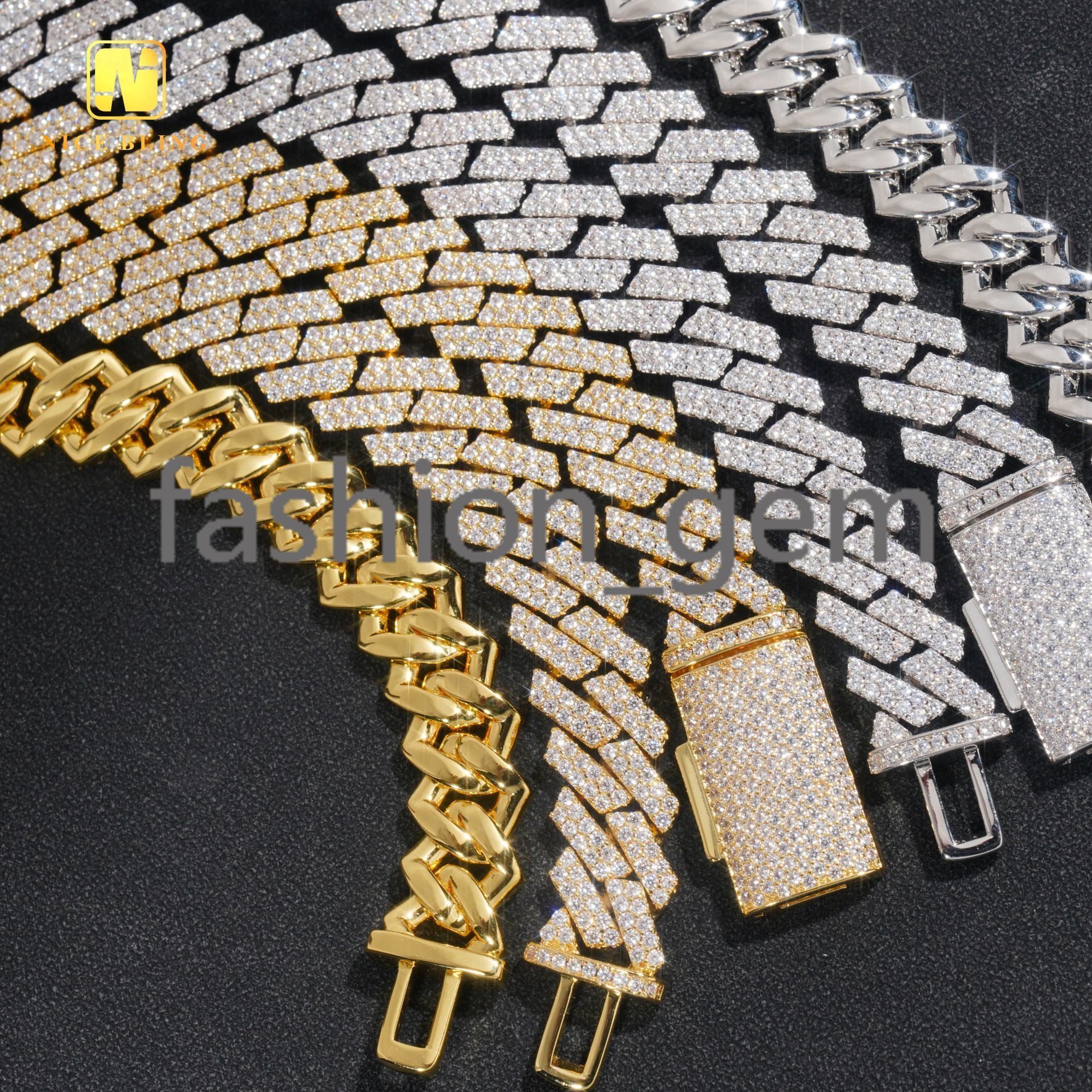 13mm Iced Out Miami Cuban Link Chain Men Wholesale Brass Cuban Necklace Bracelets moissanite moissaniteia Hip Hop Chains
