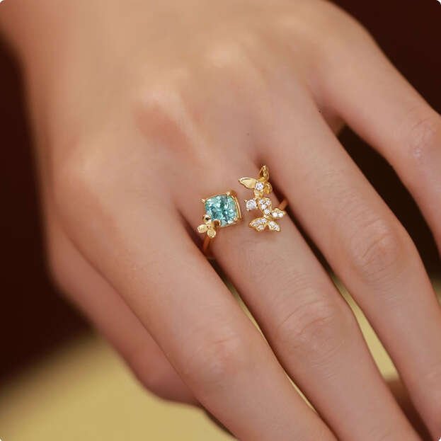 Incense" Same Style High-End Luxury Niche Temperament Paraiba Butterfly Versatile Ring for Women