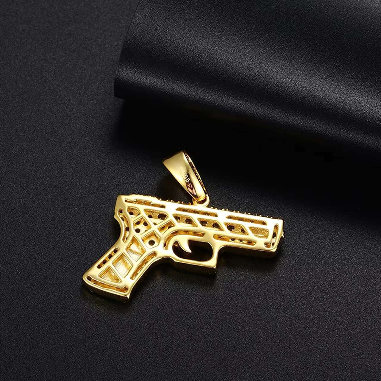Small Pistol Gun Pendant 18K Gold 925 Sterling Silver Iced Hip Hop Style Full Moissanite Diamond Moissanite Pendants Charms