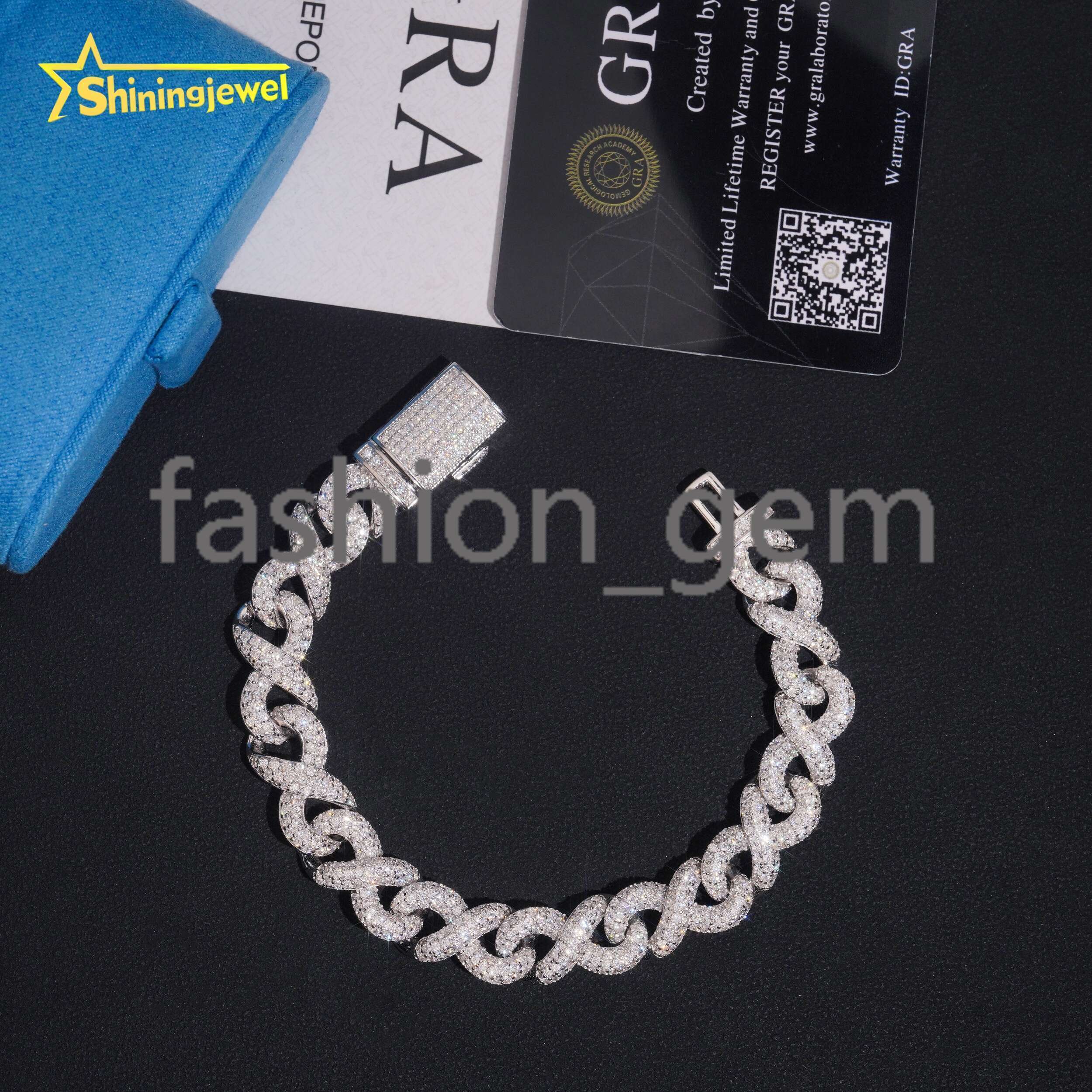Cuban Link 7-8 Inches Moissanite Lab Diamond Chains Cuban Link Bracelet 925 Chain Iced Out Jewelry Bracelet Men