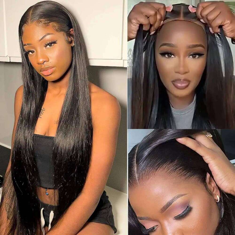 Glueless Human Hair Pre Cut Bone Straight 6x4 5x5 Transparent Lace Closure Wig Brazilian Ready To Wear For Women
