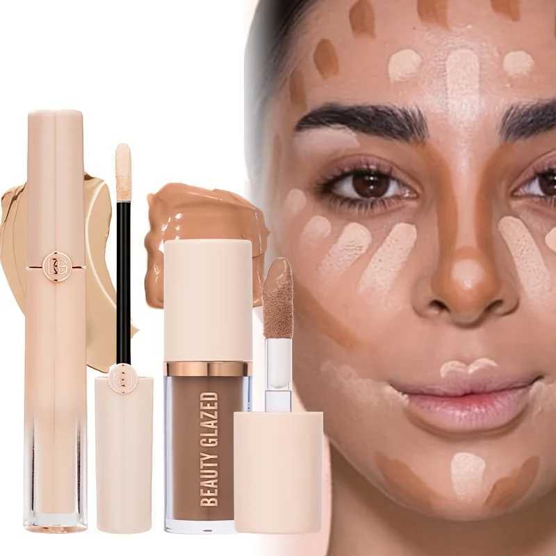 2Pcs Travel Face Makeup Set Liquid Concealer+Liquid Contour Matte Finish Full Coverage Long-lasting Waterproof XJ250618