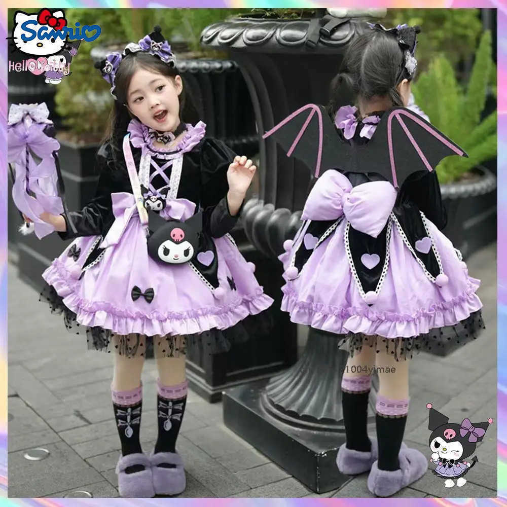 Sanrio Kawaii Kuromi Kids Lolita Dress Cosplay Princess Anime Sanrios Girl High-Quality Dresses Puffy Skirt Cute Girls Tutu Party Dress XJ250618