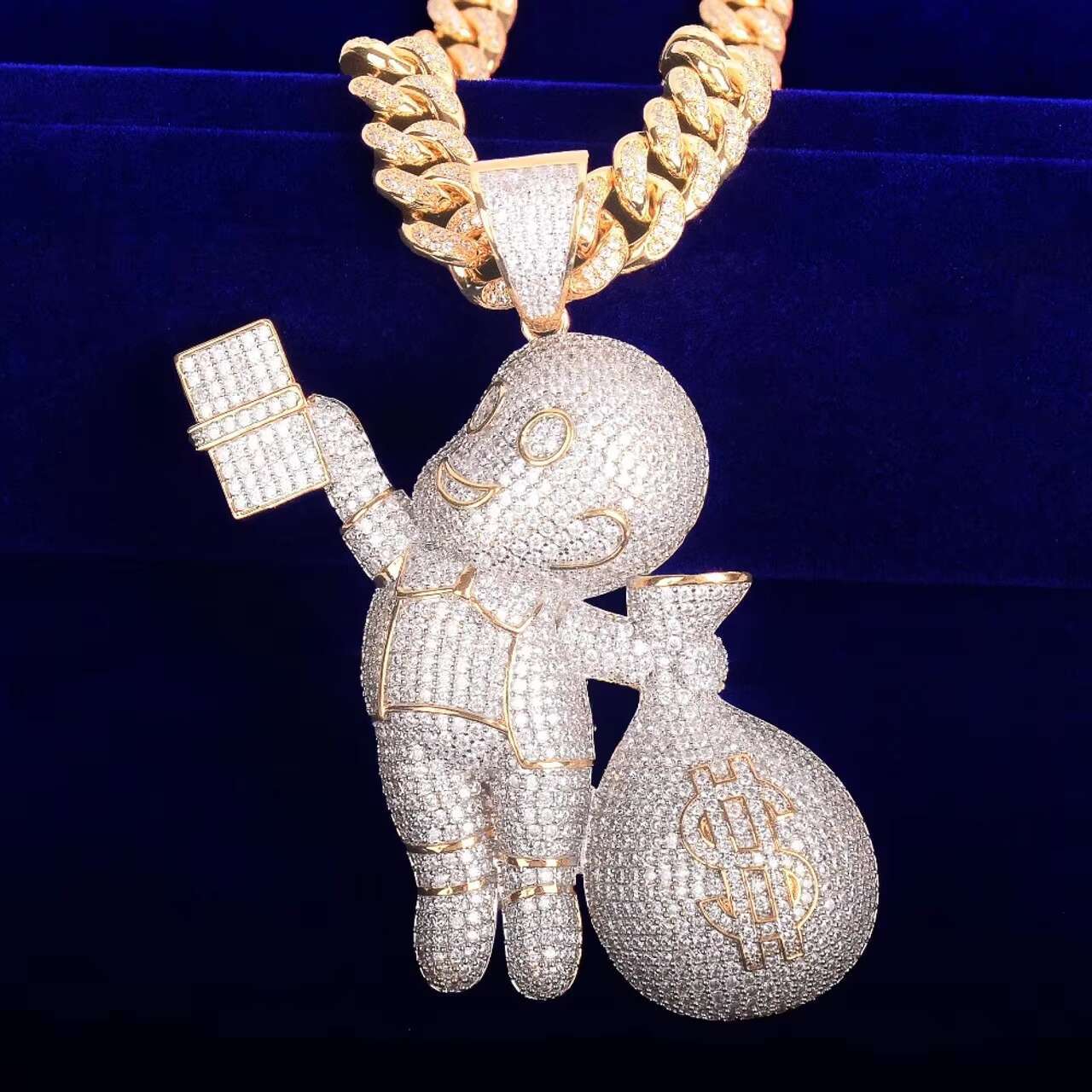 New Arrival 18K Gold Casper Money Bag Hip Hop Style Diamond Pendant with Dollar Sign Moissanite Jewelry for Men and Women