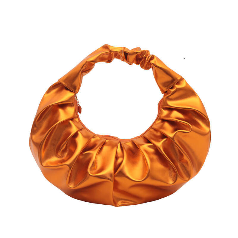 Women's New Shiny PU Pleated Preppy Style Handheld Bag for Outdoor Recreation