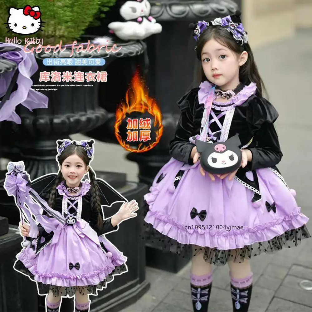 Sanrio Kawaii Kuromi Kids Lolita Dress Cosplay Princess Anime Sanrios Girl High-Quality Dresses Puffy Skirt Cute Girls Tutu Party Dress XJ250618