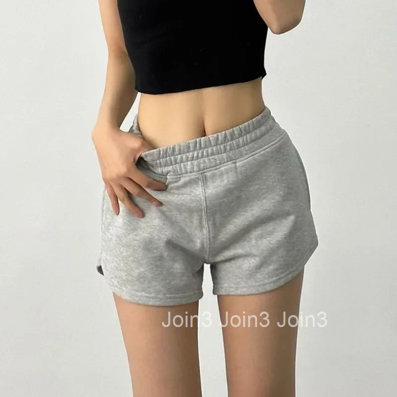 Shorts for Women Gym Light Gray Mid Waist Elastic Running Woman Short Pants Japanese 2000s Style Jorts Cheap Trend 2025 Kpop XL