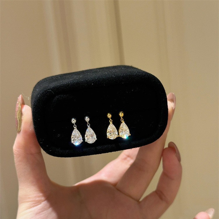 French Choucong Brand Stud Earrings Simple Fashion Jewelry 925 Sterling Silver Water Drop 5A Cubic Zircon CZ Diamond 18k Gold Party Lady Luxury Earrin