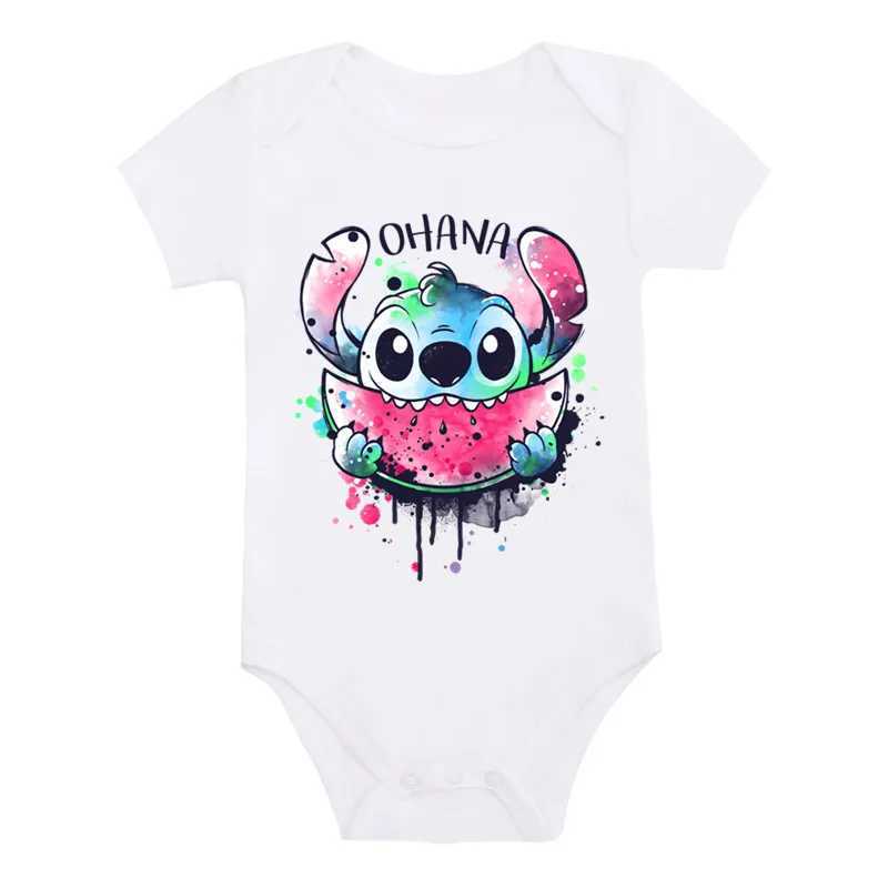 Kawaii Stitch Print Baby Clothes 100% Cotton Short Sleeve Romper Boy Girl Bodysuit Summer Newborn Jumpsuit 0-24MC250617
