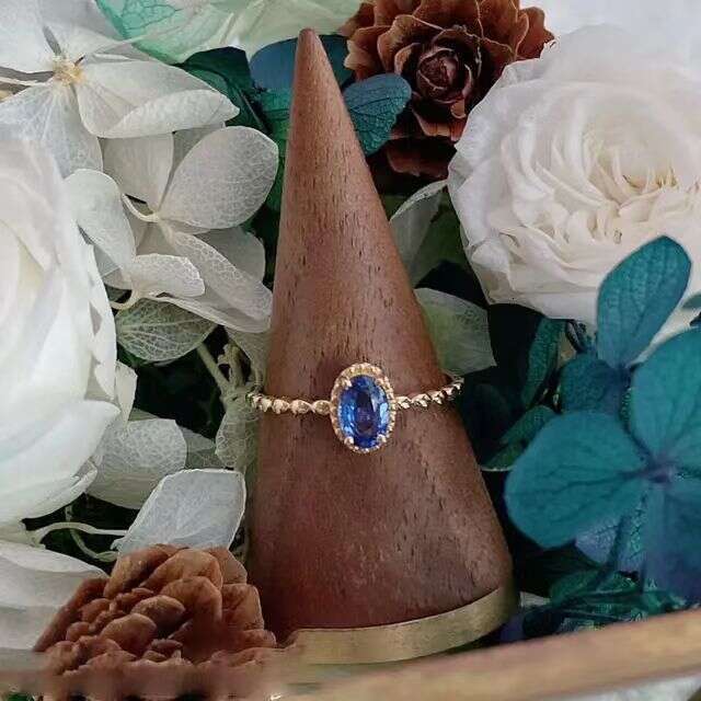Natural London Blue Topaz Horse Eye Ring New Light Luxury Versatile Fresh Style
