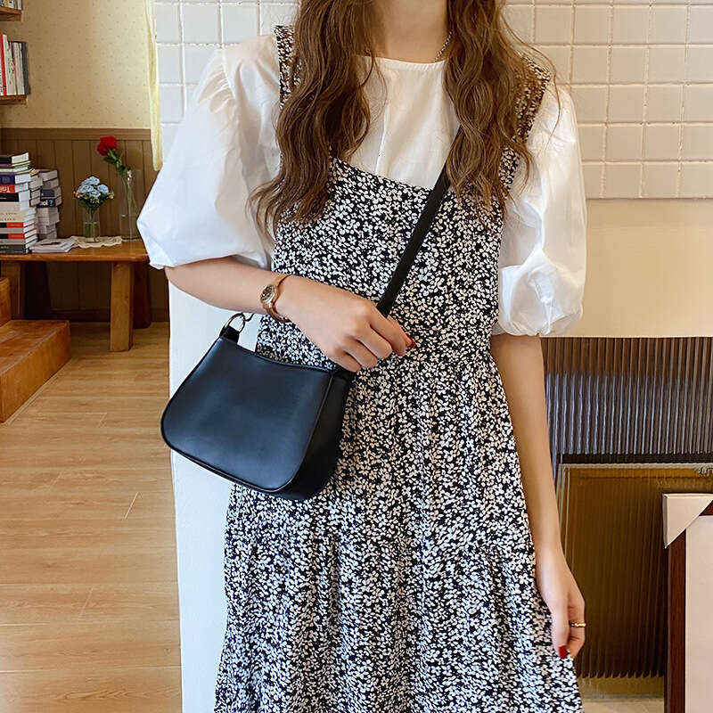 Bag for Women, Crossbody New Patchwork Metal Ring Underarm Baguette Street Zipper PU Bag, Single Shoulder Handbag