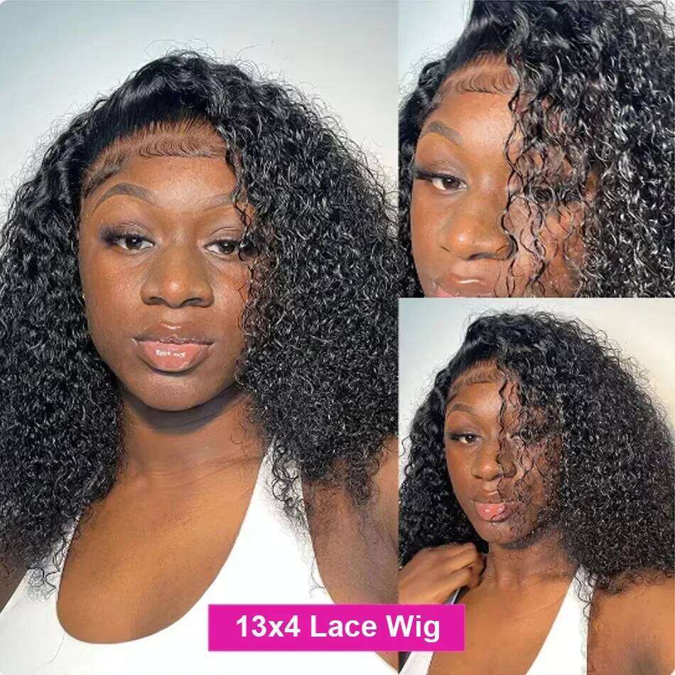 Brazilian Deep Wave Short Bob 13x6 HD Frontal 100 Human Hair Natural Hairline Remy Curly 13x4 Lace Front Wig 14 16 Inch
