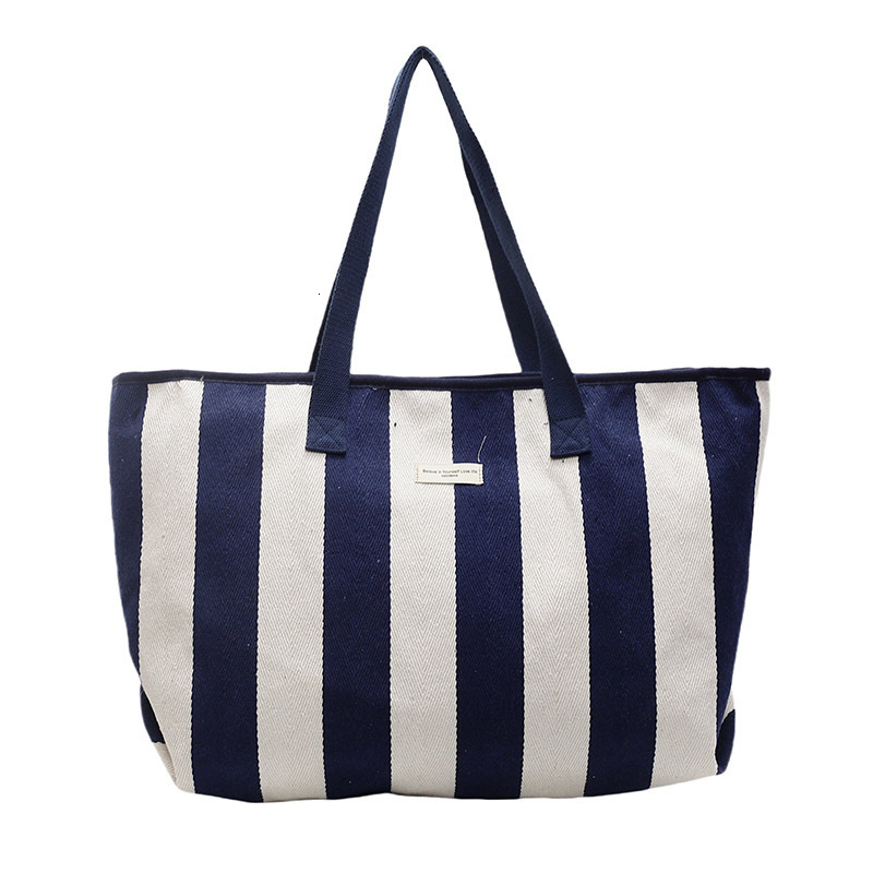 Free shipping designer Striped Canvas Bag for Women 2025 New Simple Versatile Casual Shoulder Bag Large Capacity High-end Commuter Tote Bag