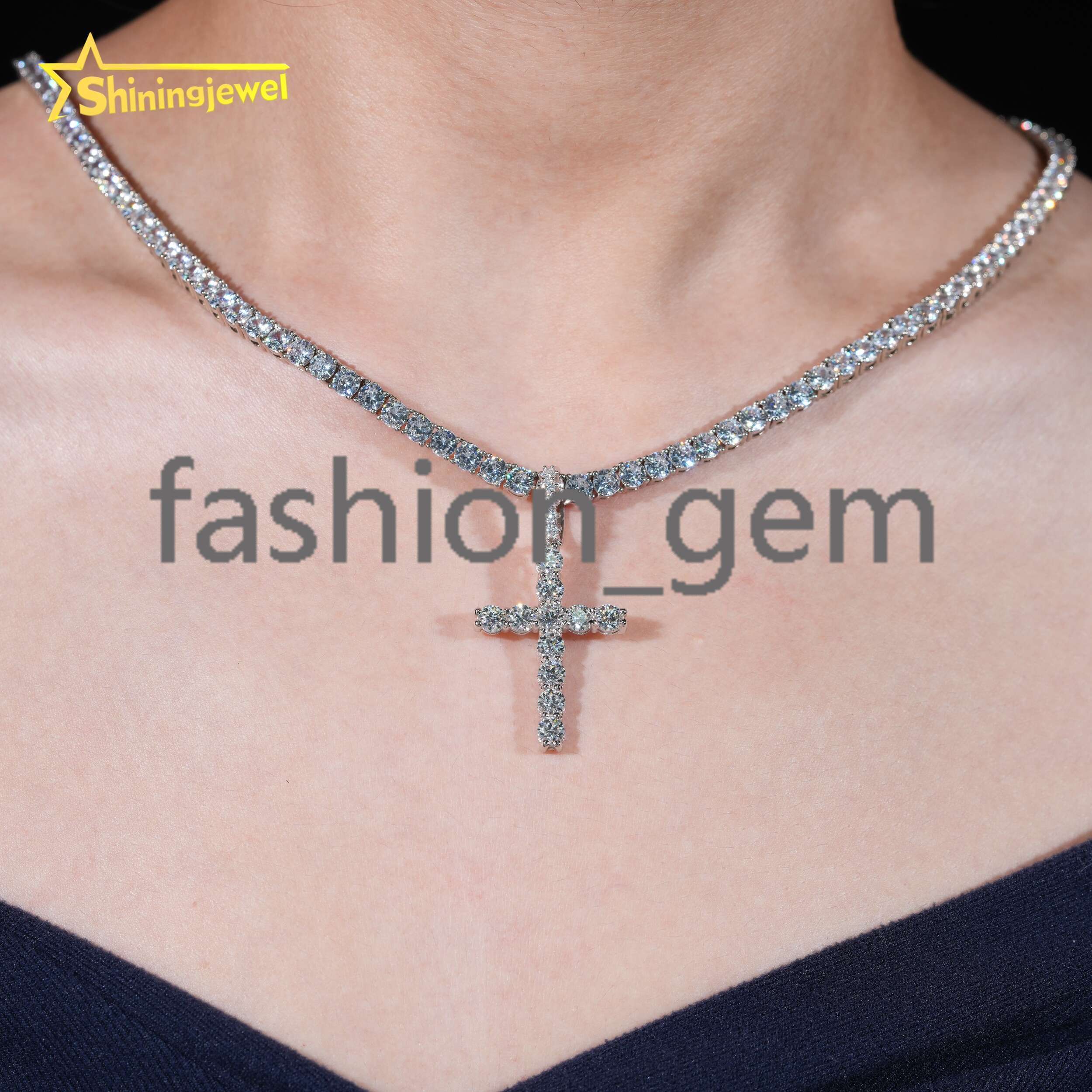 4MM VVS Moissanite Diamond Custom Hip Hop Jewelry Hand Made Pendant 925 Silver Iced Out Cross Pendants for Men Women Pass Tester