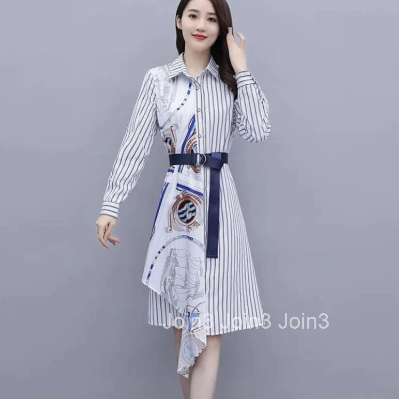 Shirt Female Dress Korean Style Womens Long Sleeve Dresses A Line Outfits Vintage G Elegant and Pretty Trendy Loose On Sales X