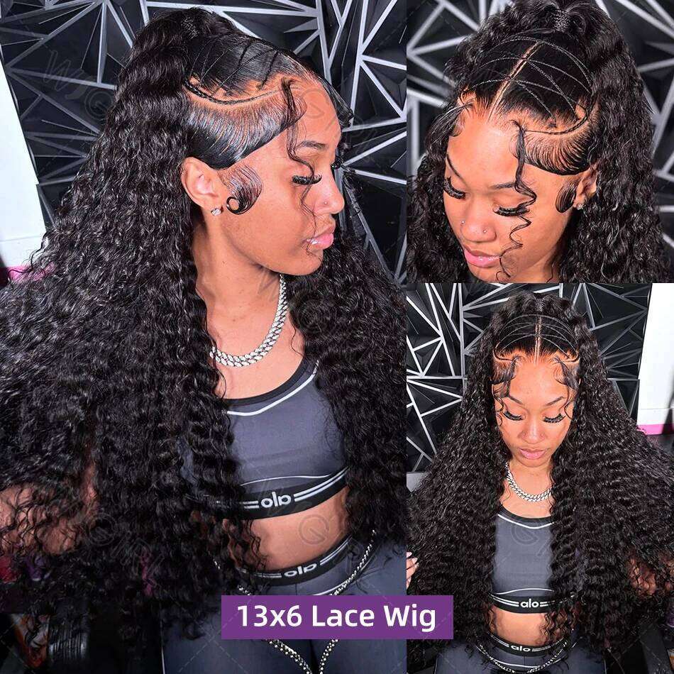 Wigirl 40 Inch Deep Wave Frontal 13x6 HD Brazilian Curly Wigs Lace Front Human Hair Wig For Women