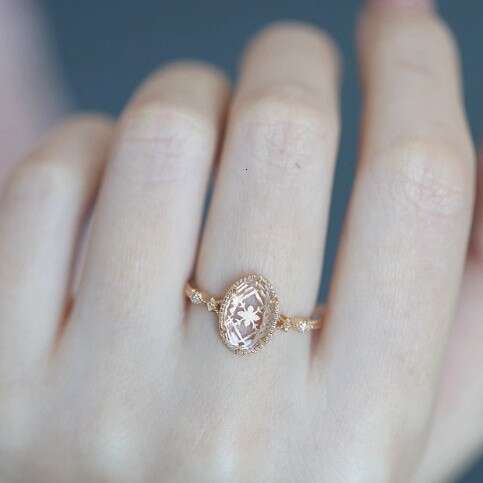 "Mirror Spring Poetry" Exquisite Light Luxury High Imitation Natural White Crystal Luxurious Rose Flower Women's High-end Sense Ring
