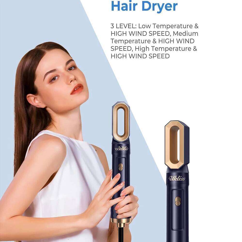 6 in 1 Blow Auto Curling Iron Negative Ionic Hair Dryer Set with Thermal 60000RPM Hot Air Brush