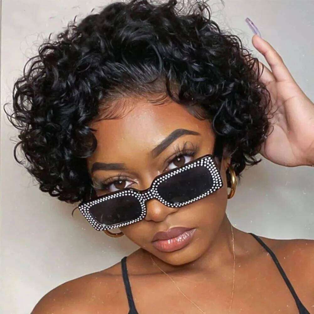 Brazilian Bury Lace Front 613 Short Blonde Bob 13x4 99J Curly Colored Human Hair Pixie Cut Wig