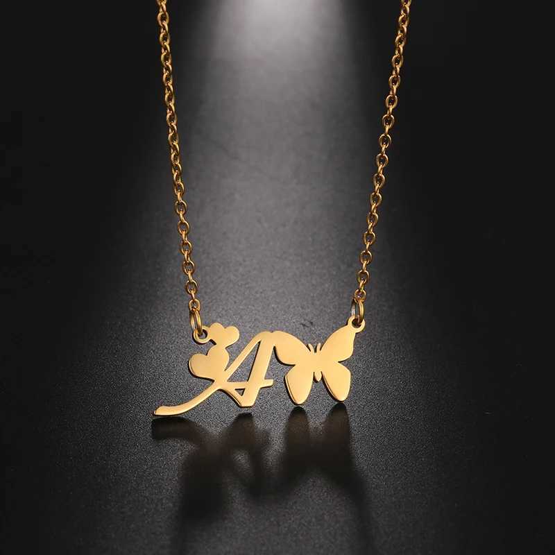 New Fashion 26 Initials Letter Pendant Butterfly Necklace for Women Elegant Stainless Steel Gold Color Necklace Jewelry Gift W250618