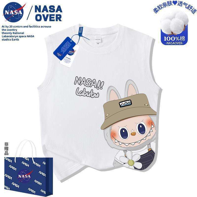NASA Children's Sleeveless Labubu Cartoon Vest Boys' Casual Trendy Fashionable Summer T-Shirt