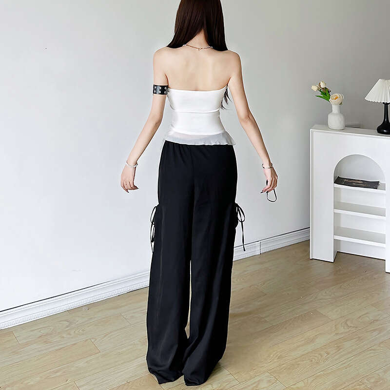 Summer New Women's Solid Color Slim Fit Fashion Off-Shoulder Sleeveless Letter Print Top B5