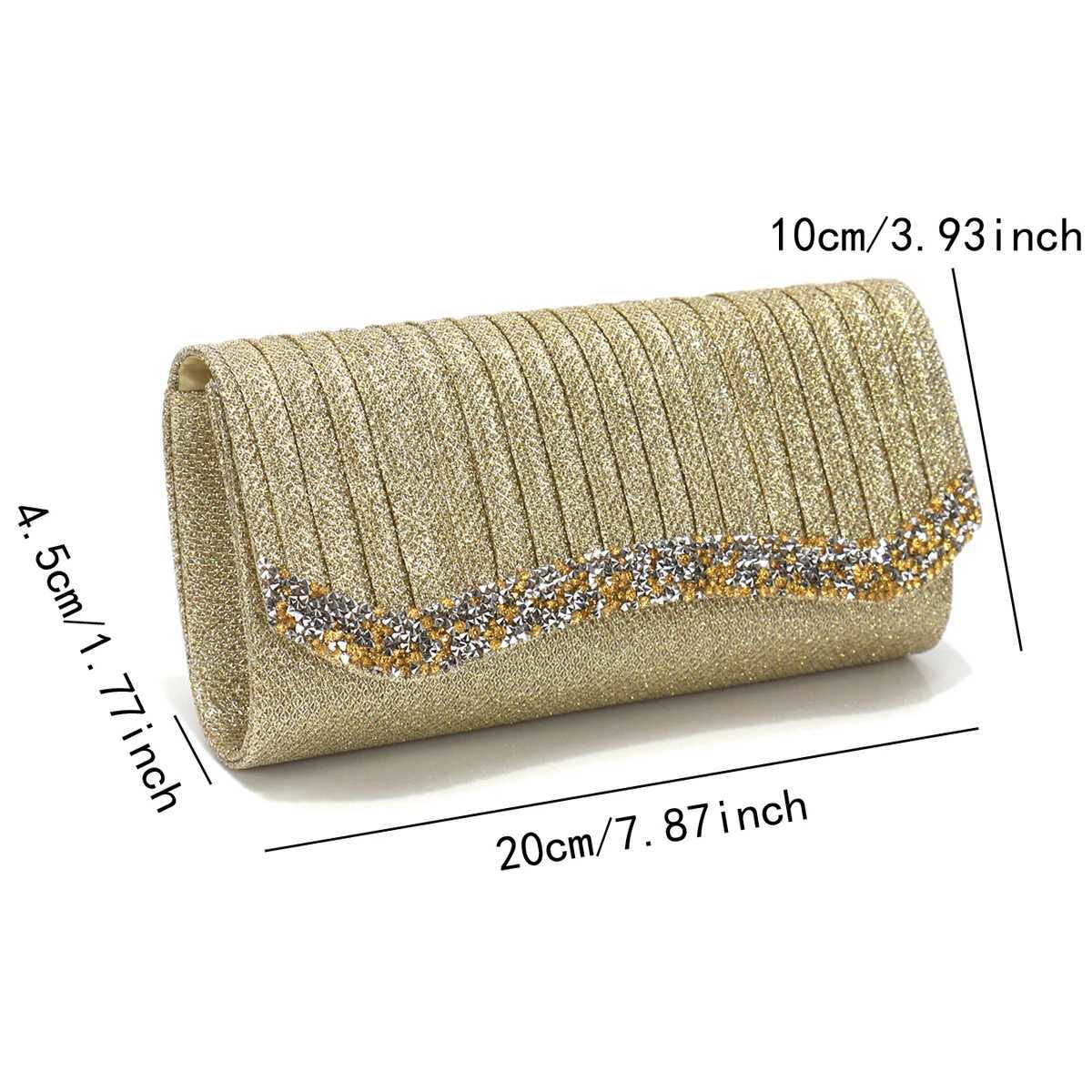 Black Color Rhinestones Women Evening Bags Sequins Glitter Clutch Bags Ruched Design Ladies Purse Z250618