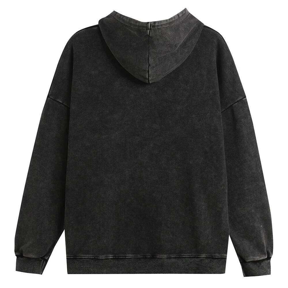 Retro Washed Hoodie: Genderless Trendy Streetwear Sweater with Soft Fabrication
