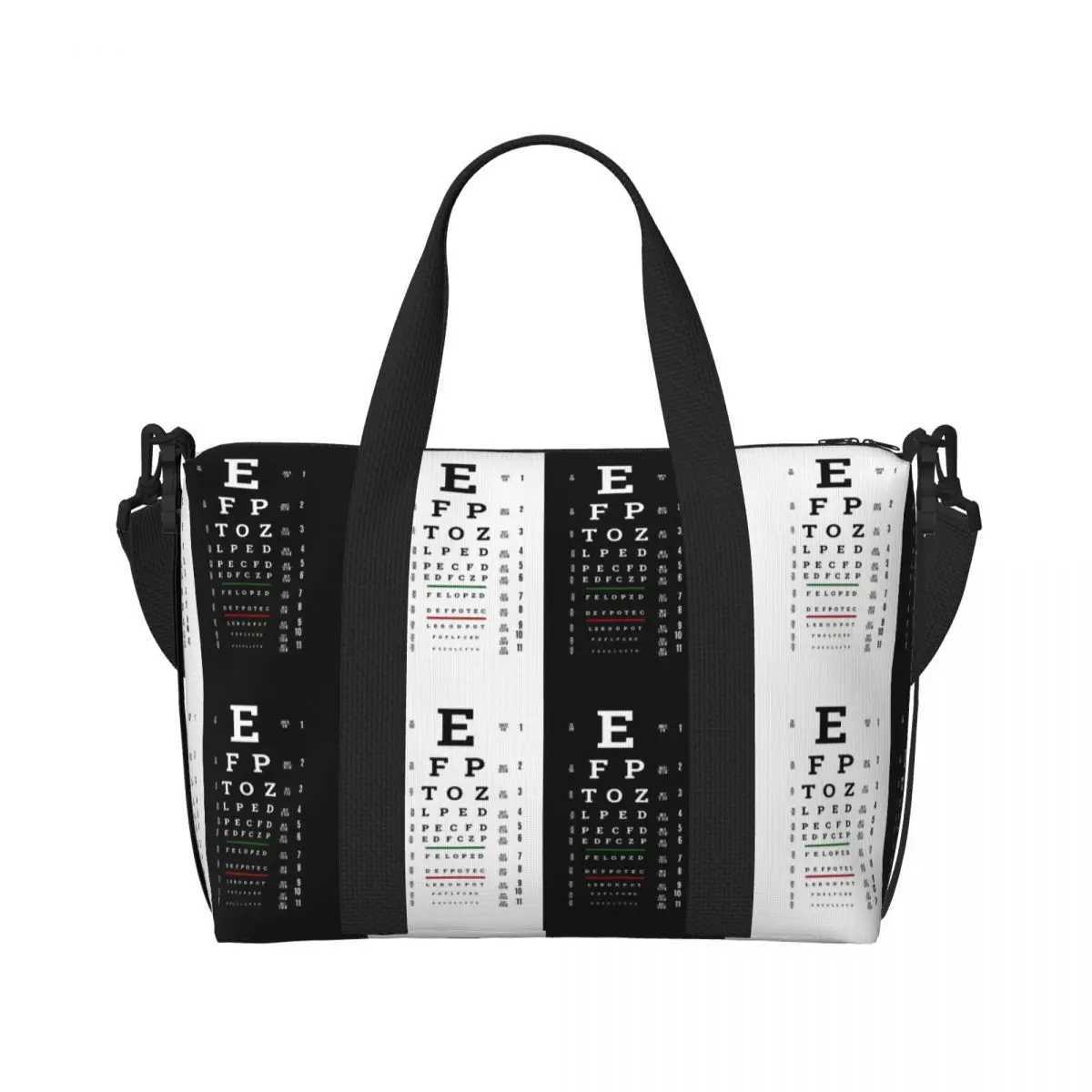 Custom Large Snellen Chart Eye Test Tote Bag for Women Optometrist Optician Shoulder Shopping Gym Beach Travel Bag W250618