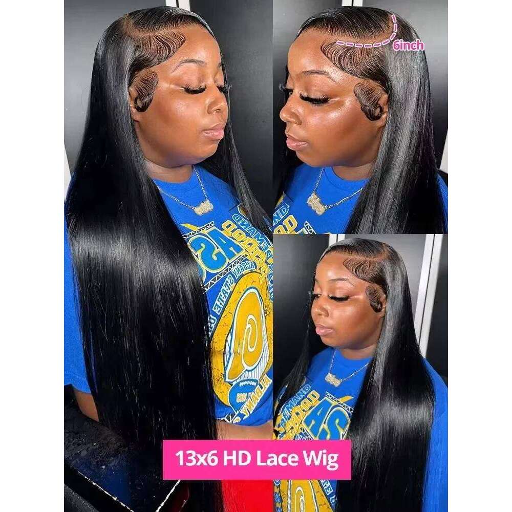 Linktowig 30 40 Inch Bone 13x6 HD Frontal Straight Lace Front Wigs Human Hair 5x5 Glueless Wig