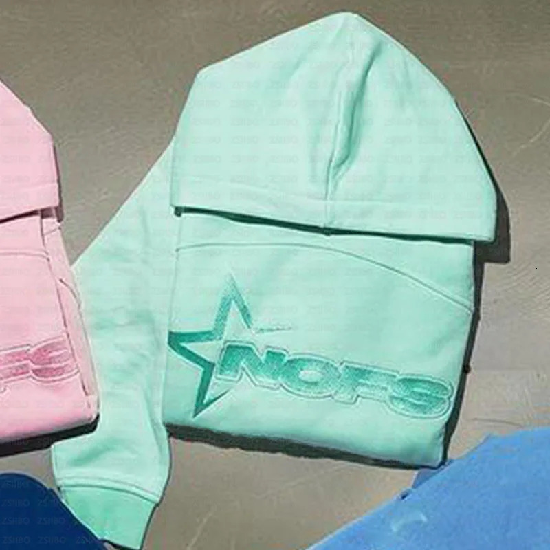 NOFS Letter Embroidery Fashion Loose Oversized Hoodie Y2K Hip-Hop Streetwear Women Pullovers Casual Top Pants Sportswear 250617