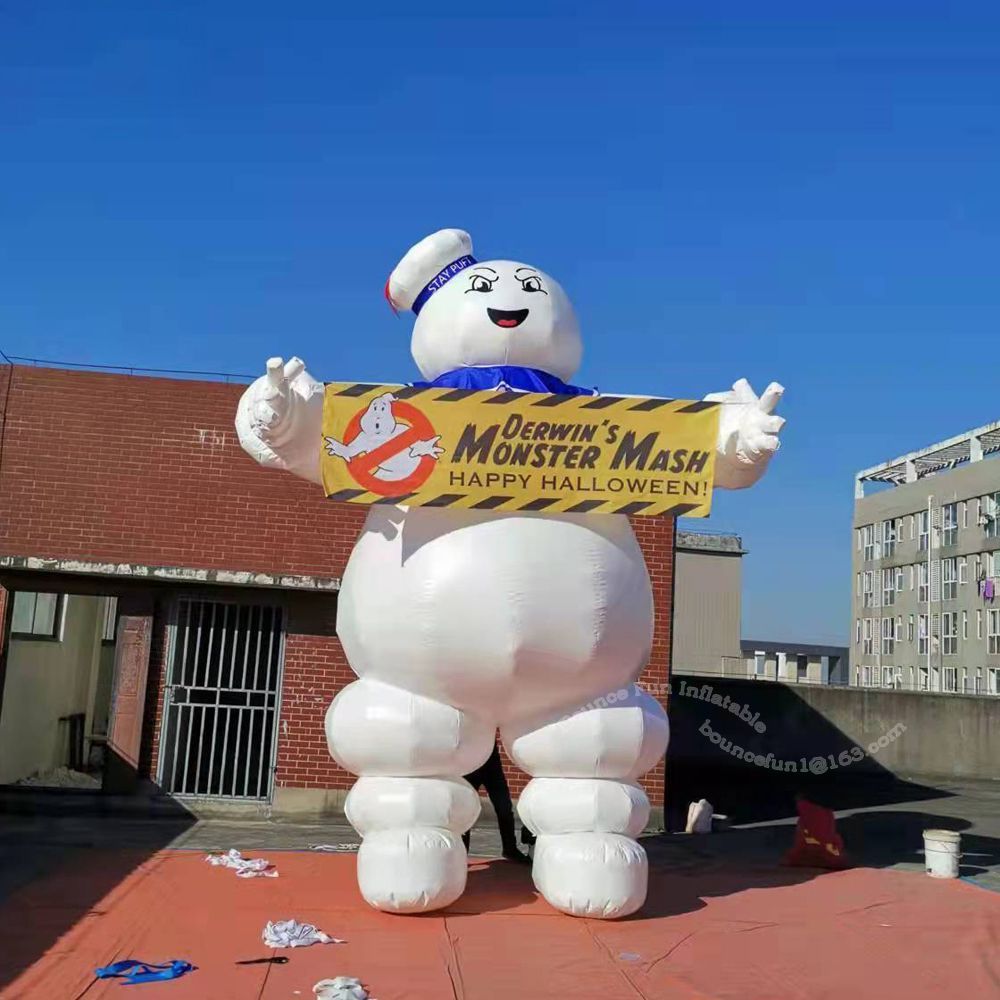 10m height (33ft) Stay Puft Inflatable Marshmallow man PU Halloween decoration Ghostbuster model for outdoor advertising